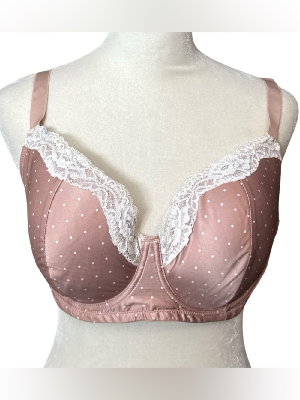 Intimissimi Sophia Balconette Bra Size 34D Lace Trim Pink Polka Dot - Picture 7 of 15